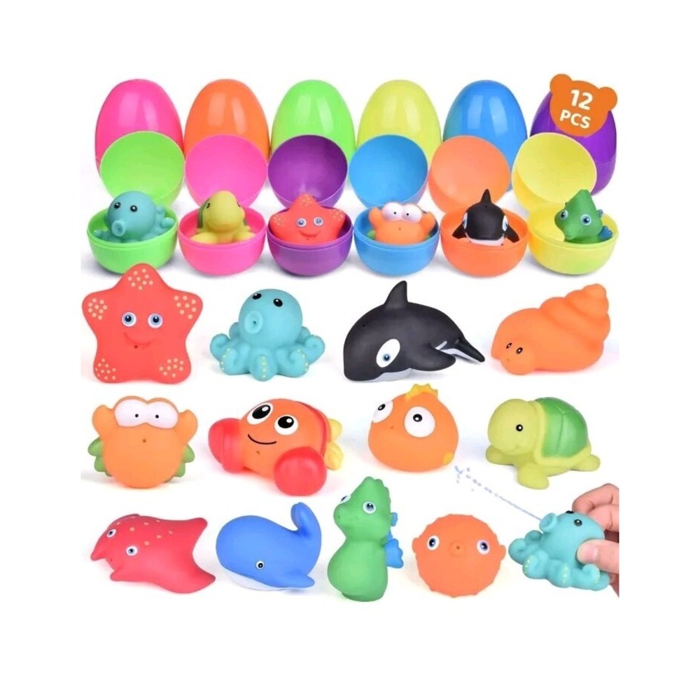 Fun Little Toys 12pc Bath Toy Easter Eggs Sea Animal Squirters for Toddlers NEW